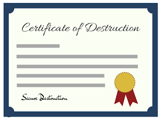 Certificates of Destruction outlines the details of the shredding process.